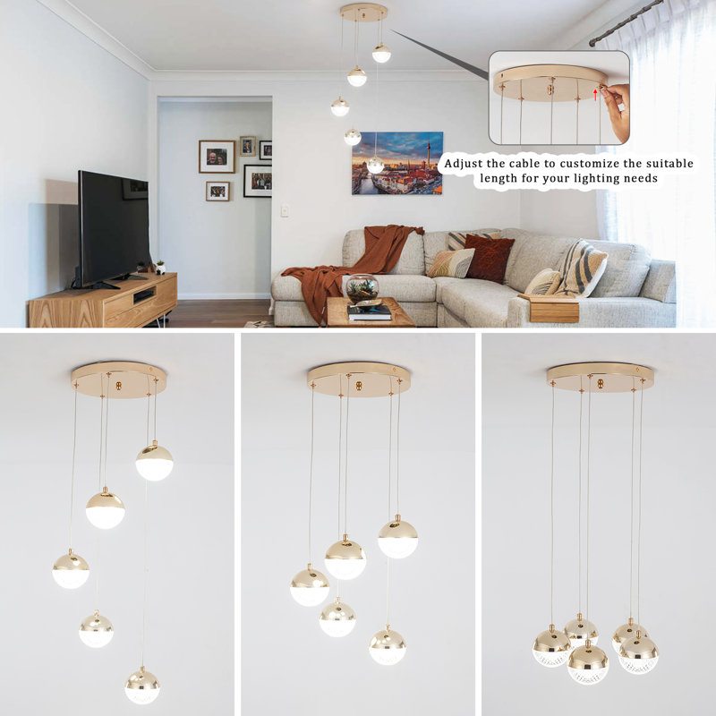 Mercer41 Leeandrew 5 Light Cluster Globe LED Pendant Wayfair